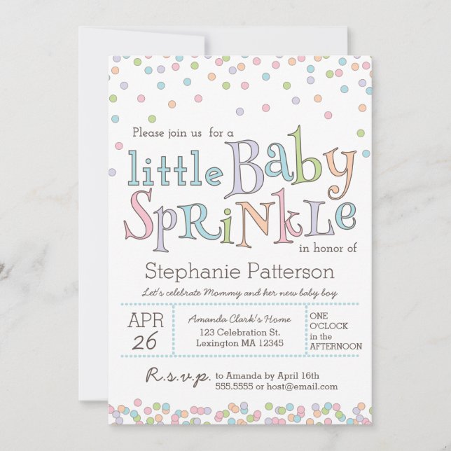 Little Baby Sprinkle Confetti Shower Invitation (Front)