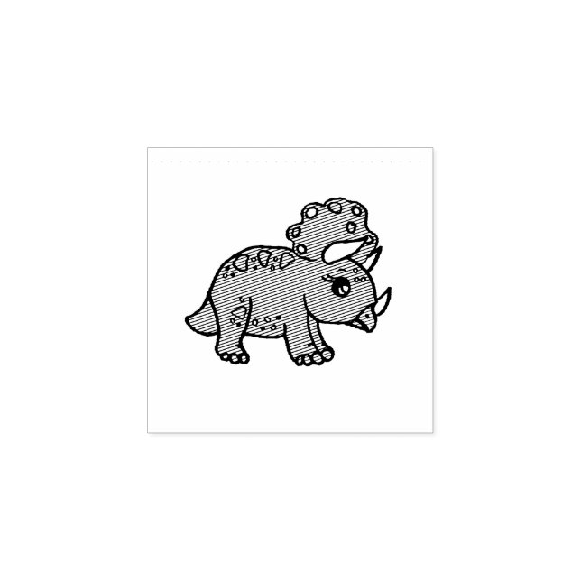 Little Baby Triceratops Dinosaur Rubber Stamp (Imprint)