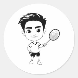 Little Badminton Boy Badmintonist Shuttle Classic Round Sticker