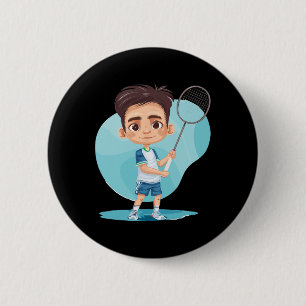 Little Badminton Player Shuttle Game For Boys  6 Cm Round Badge