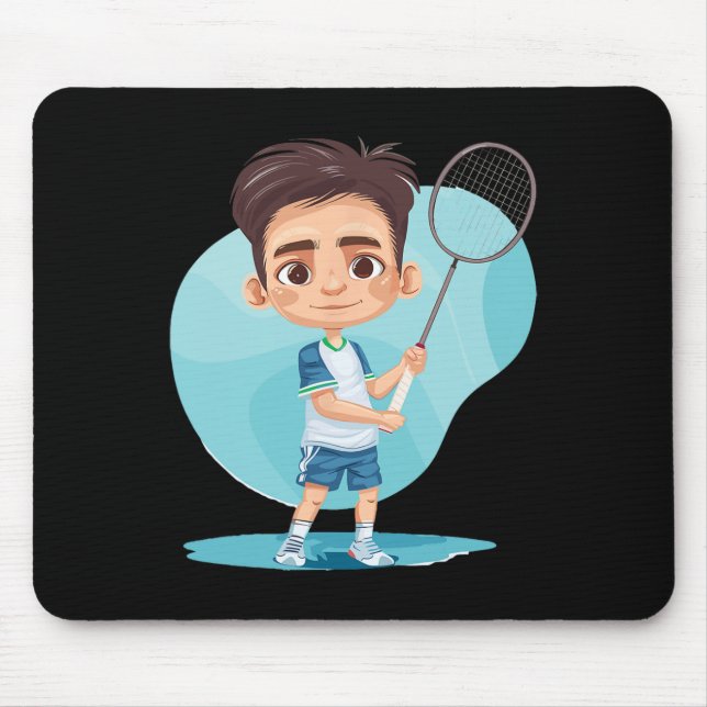Little Badminton Player Shuttle Game For Boys  Mouse Pad (Front)