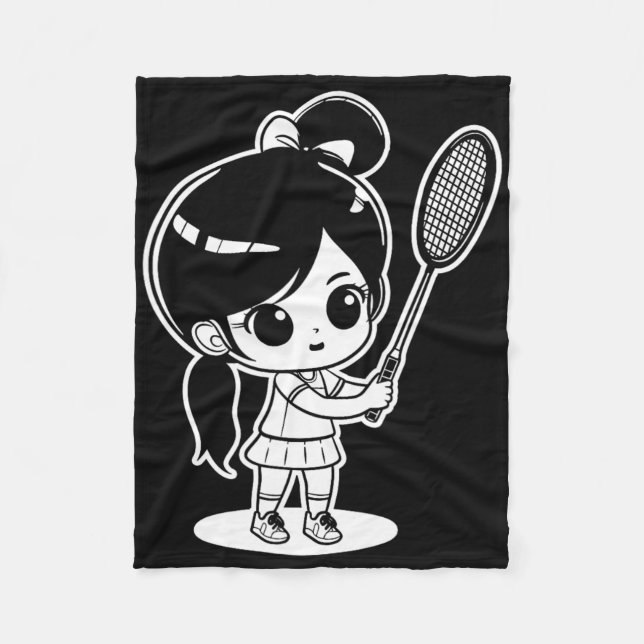 Little Badmintonist Cartoon Shuttle  Fleece Blanket (Front)