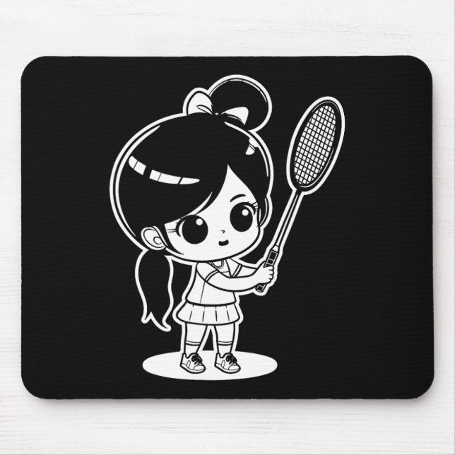 Little Badmintonist Cartoon Shuttle  Mouse Pad (Front)