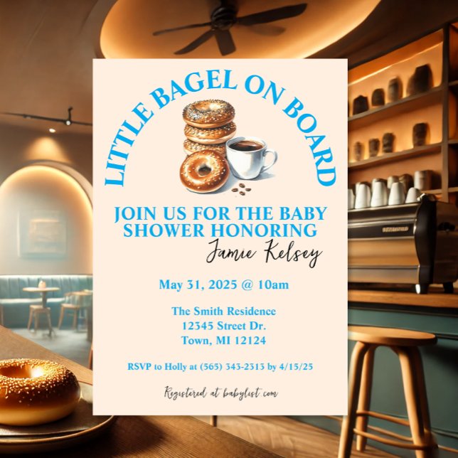 Little Bagel on Board Baby Shower Invitation (Creator Uploaded)