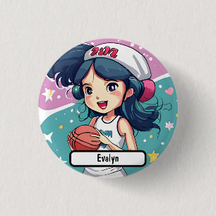 Little Baller Babe, With Custom Nametag! Button
