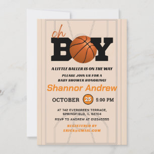 Little Baller is on the way Basketball Baby Shower Invitation