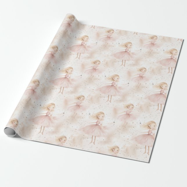 Little Ballerina #10 - Blonde Girl Wrapping Paper (Unrolled)