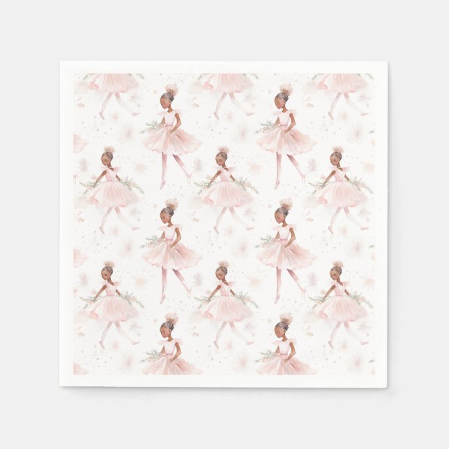 Little Ballerina #2 - Black Girl Napkin (Front)