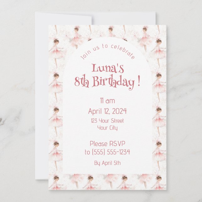 Little Ballerina #4 - Asian Girl Invitation (Front)
