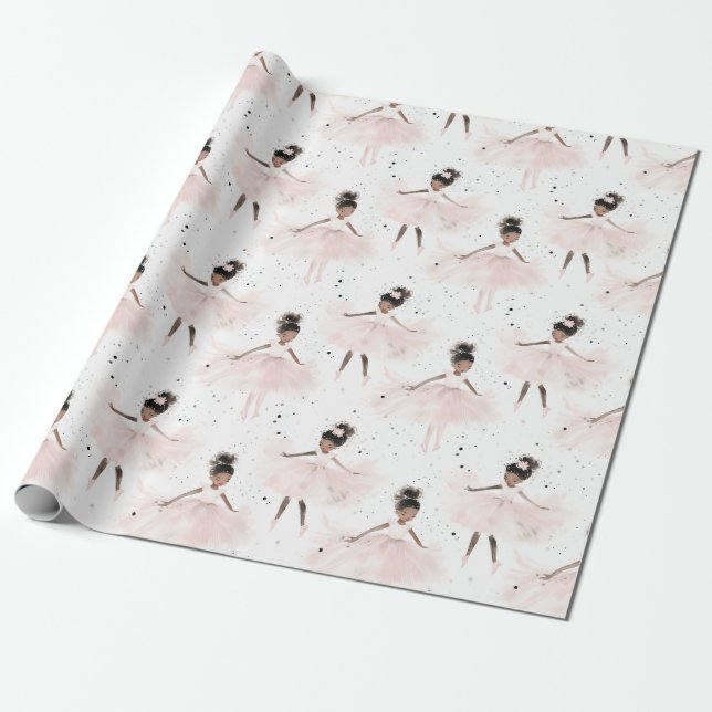 Little Ballerina #6 - Black Girl Wrapping Paper (Unrolled)