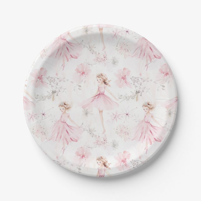 Little Ballerina #7 - Blonde Girl Paper Plate (Front)