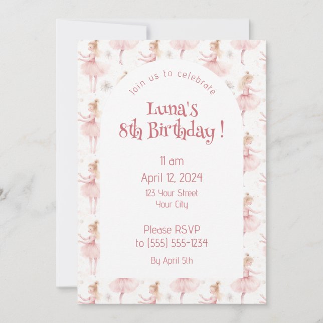 Little Ballerina #9 - Blonde Girl  Invitation (Front)