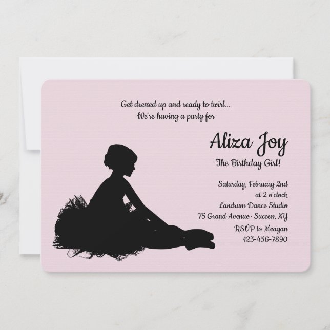 Little Ballerina Birthday Party Invitation (Front)
