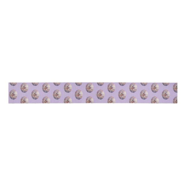 Little Ballerina Cute Dancing Girl Purple Original Grosgrain Ribbon (Front)
