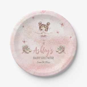 Little Ballerina Is On The Way Tutu Baby Shower Paper Plate