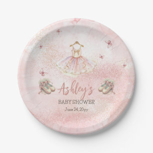 Little Ballerina Is On The Way Tutu Baby Shower Paper Plate