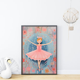 Little Ballerina Nursery Wall Art Poster