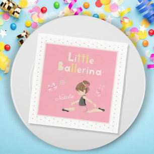 Little Ballerina Pink Ballet Girls Name Party Napkin