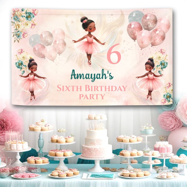 Little Ballerina Pink Teal Floral Girl Birthday Banner (Little Ballerina Pink Teal Floral Girl Birthday Banner)