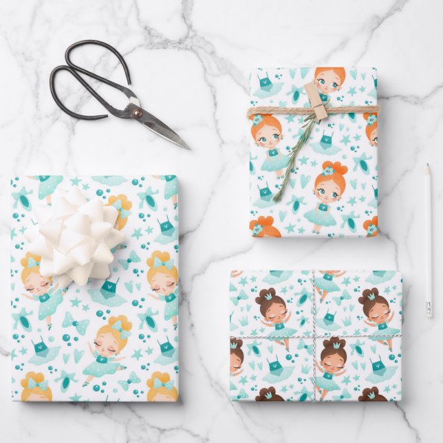 Little Ballerinas Wrapping Paper Set of 3 (Front)