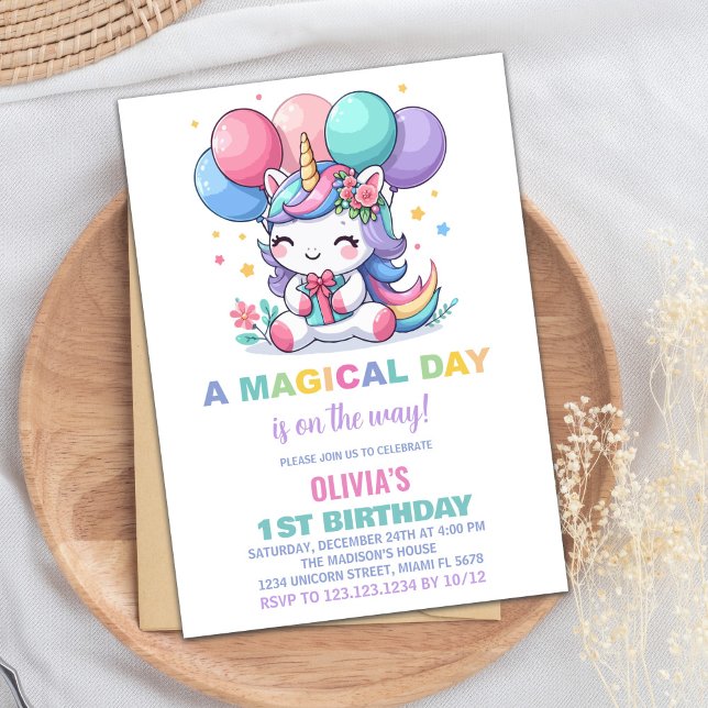Little Ballons Unicorn Birthday Invitations (Little Balloons Unicorn Birthday Invitations)