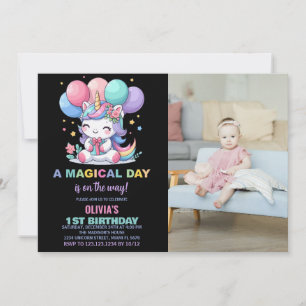 Little Ballons Unicorn Birthday Invitations photo