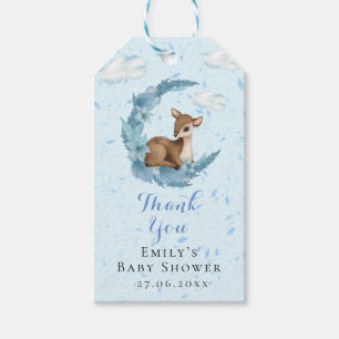 Little Bambi blue Flowers Crescent Moon & Clouds Gift Tags
