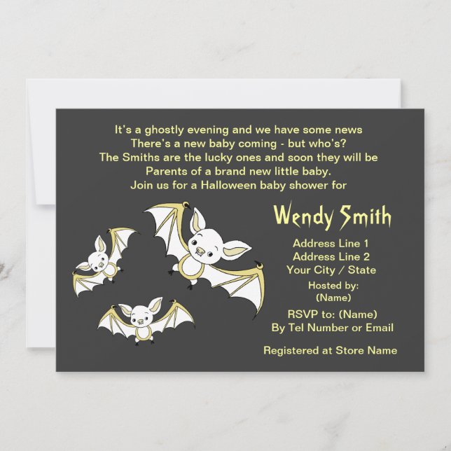 Little Bat Baby Shower Invitation Cards (Front)