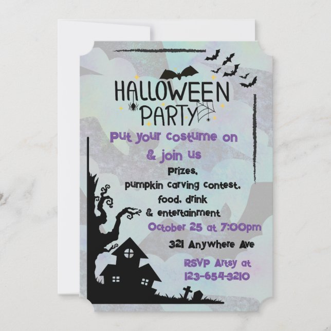 Little Batty Halloween Invitation (Front)