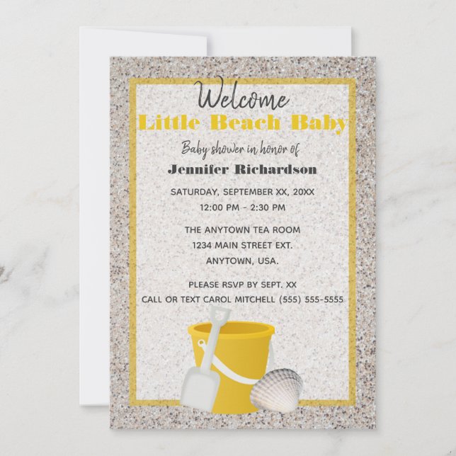 Little Beach Baby Shovel and Pail Baby Shower Invitation (Front)