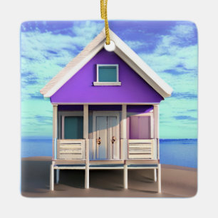 Little Beach Shack on the Sand Ceramic Ornament