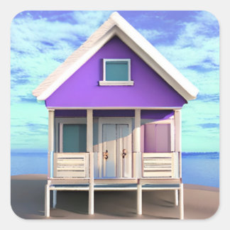 Little Beach Shack on the Sand Square Sticker