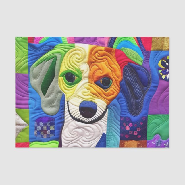 Little Beagle Puppy Quilt Like Design Tissue Paper (Front)