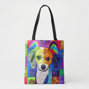 Little Beagle Puppy Quilt Like Design Tote Bag