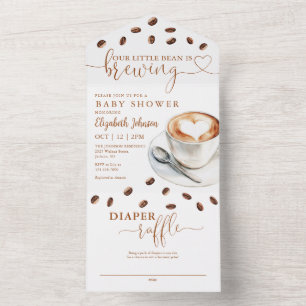 Little Bean Brewing Coffee Baby Shower All In One Invitation