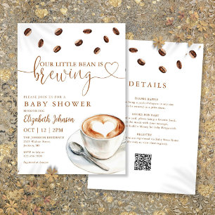 Little Bean Brewing Coffee Baby Shower All In One Invitation