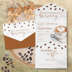 Little Bean Brewing Coffee Baby Shower All In One Invitation