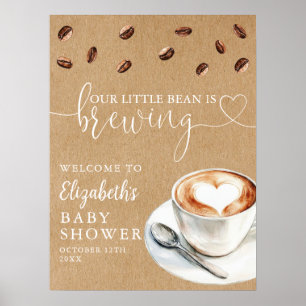 Little Bean Brewing Coffee Baby Shower Welcome Poster