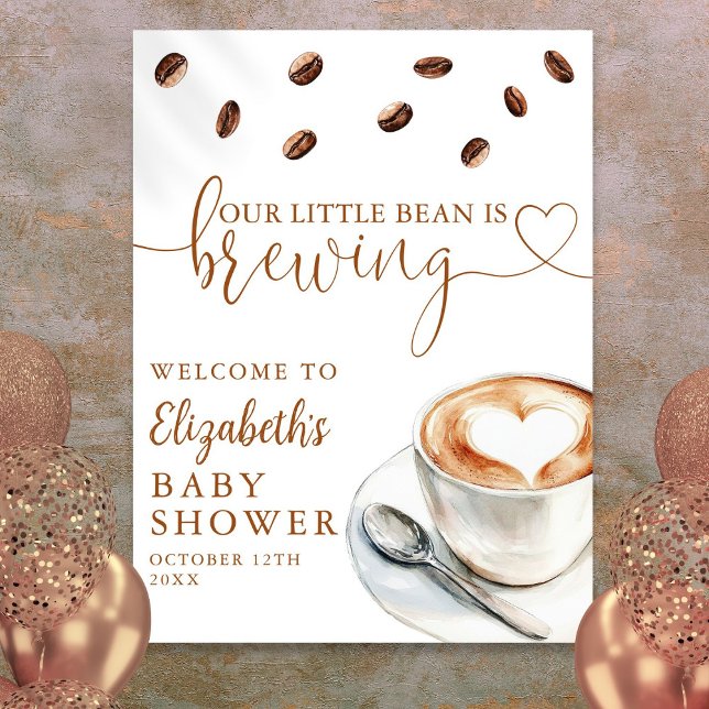 Little Bean Brewing Coffee Baby Shower Welcome Poster (Little Bean Brewing Coffee Baby Shower Welcome Poster)
