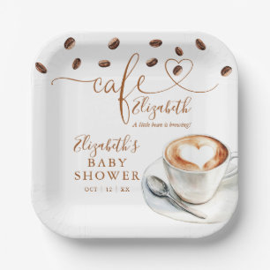 Little Bean Is Brewing Cafe Coffee Baby Shower Paper Plate