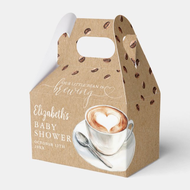 Little Bean Is Brewing Coffee Rustic Baby Shower Favour Box (Front Side)