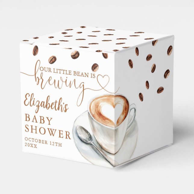 Little Bean Is Brewing Coffee Theme Baby Shower Favour Box (Front Side)