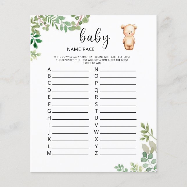 Little bear Baby name race game (Front)