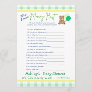 Little Bear Balloon Gender Neutral Baby Showr GAME Card
