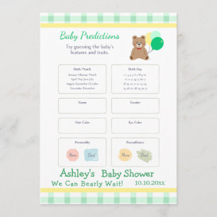 Little Bear Balloon Gendr Neutral Baby Showr GAME Card