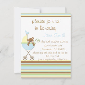 Little Bear Blue Baby Shower Invitation
