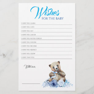 Little Bear Blue Floral Baby Shower Game