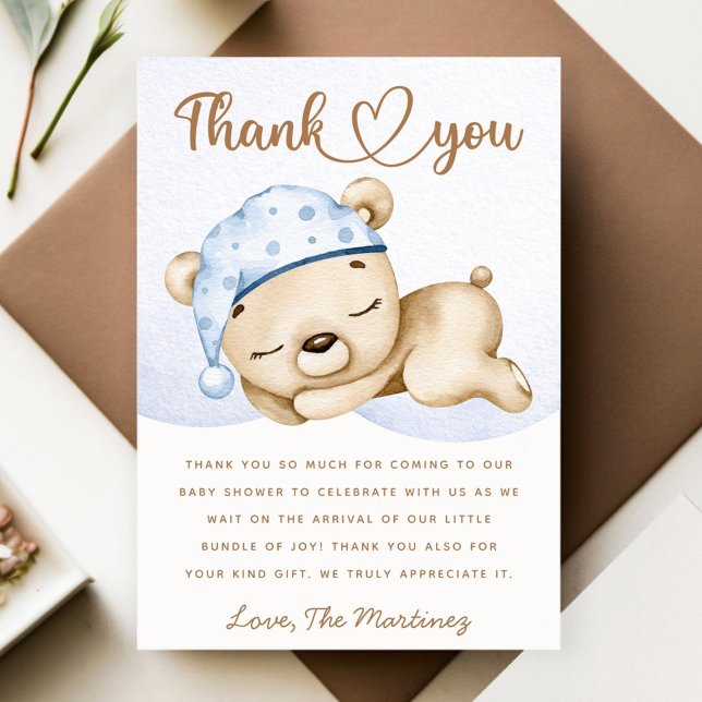 Little bear boy baby shower thank you card (Creator Uploaded)