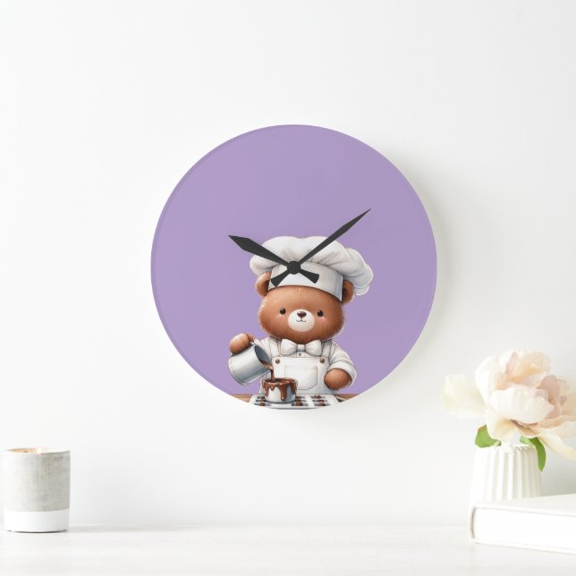 Little Bear-Chocolatier Large Clock (Home)