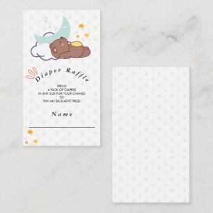 Little Bear Cloud & Star Baby Shower Diaper Raffle Enclosure Card